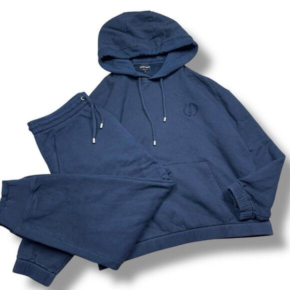 Set-GIORGIO ARMANI Cashmere-Cotton Hoodie/Sweatpants Navy Made In Italy $3500 - Picture 1 of 15